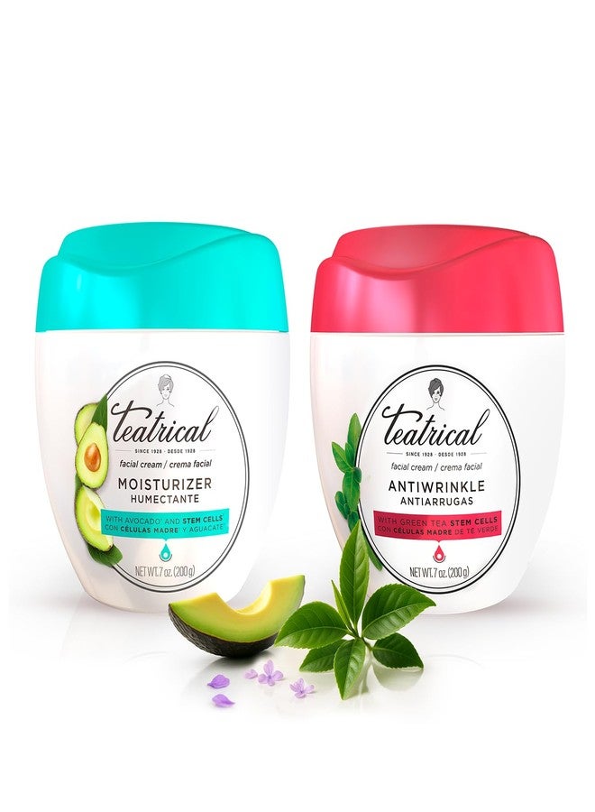 TEATRICAL Day & Night Skincare Set, Face Moisturizer for Day with Avocado & Anti-Wrinkle Cream for Night with Green Tea, Stem Cell Face Cream for Women, Anti-Aging Moisturizer, 7 oz Each - Image 1